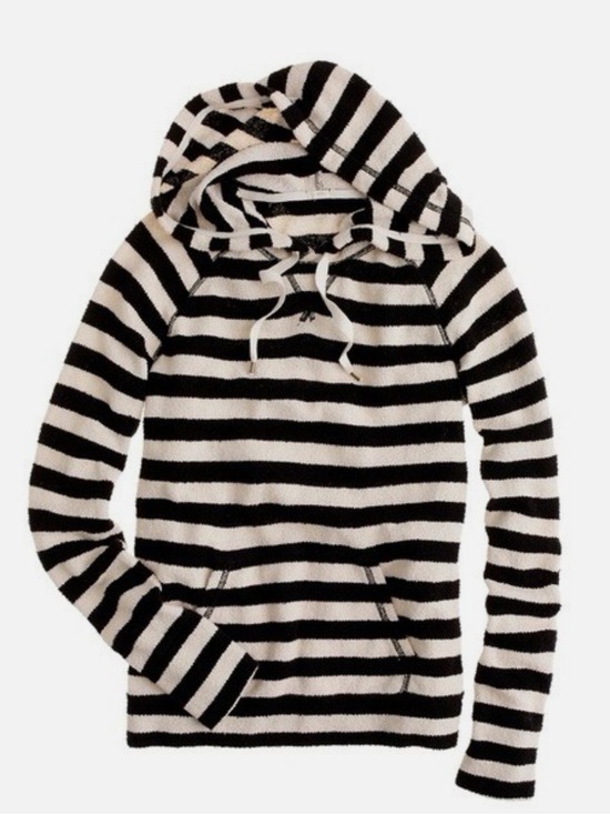 J. Crew Tops - J. Crew - Terrycloth Striped Pullover Hoodie